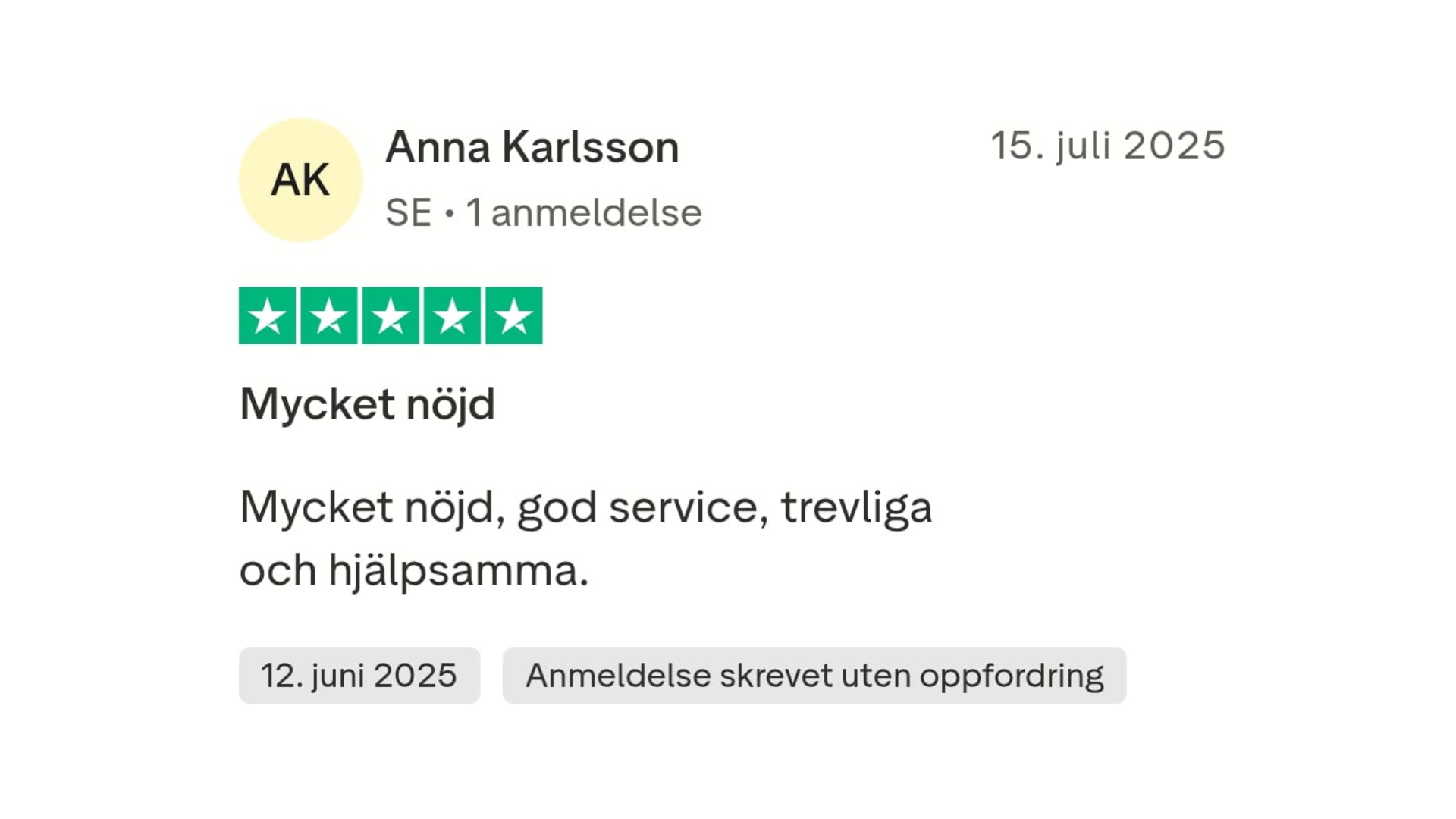 Trustpilot omdöme om Elchef – kundrecension för elavtal jämförelse i Sverige
